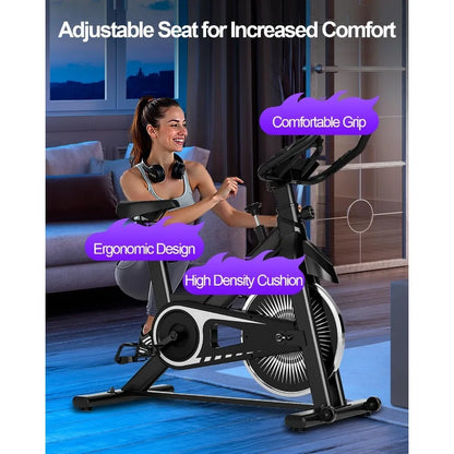 Exercise Bike,Adjustable Resistance Indoor Cycling Bike for Home Exercise - Stationary Bike with Smartphone Holder, LCD Display