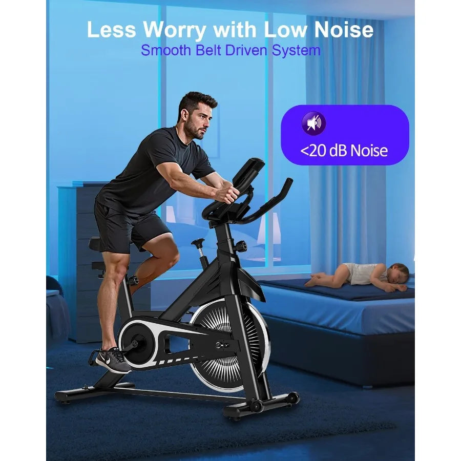 Exercise Bike,Adjustable Resistance Indoor Cycling Bike for Home Exercise - Stationary Bike with Smartphone Holder, LCD Display