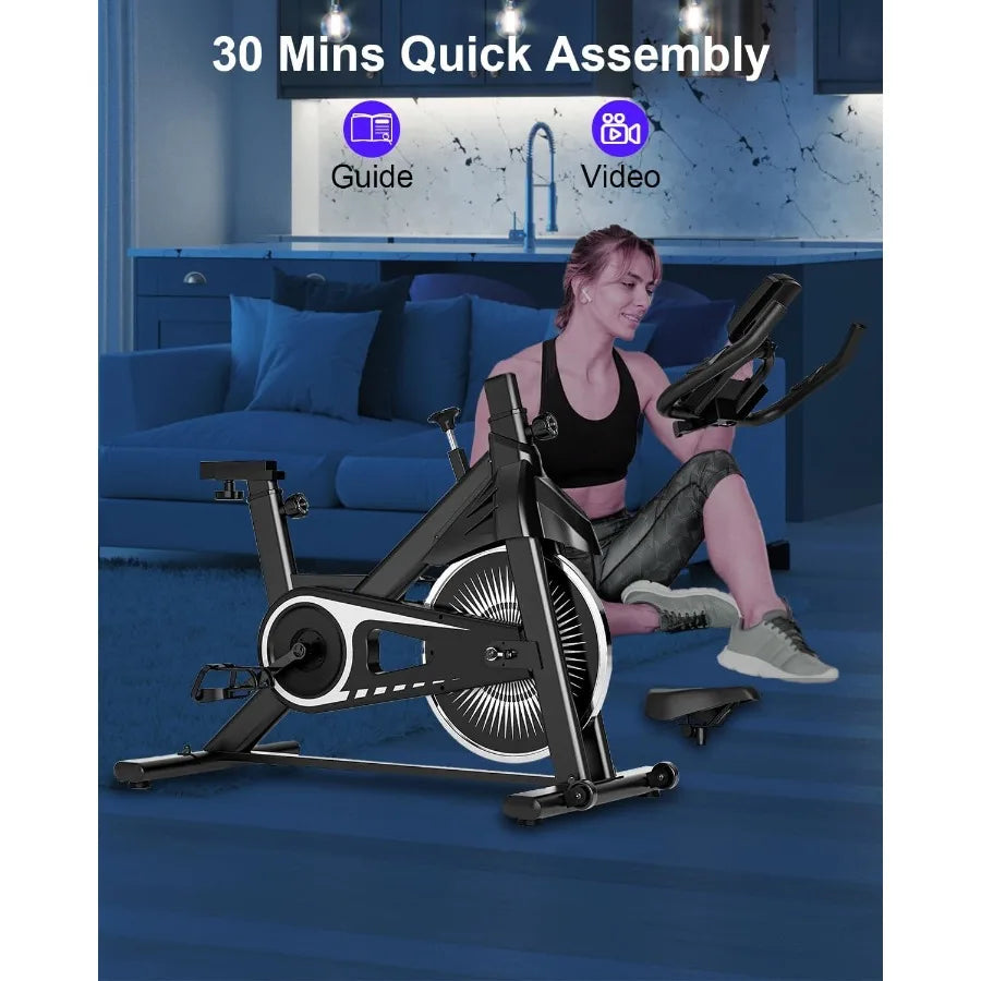 Exercise Bike,Adjustable Resistance Indoor Cycling Bike for Home Exercise - Stationary Bike with Smartphone Holder, LCD Display