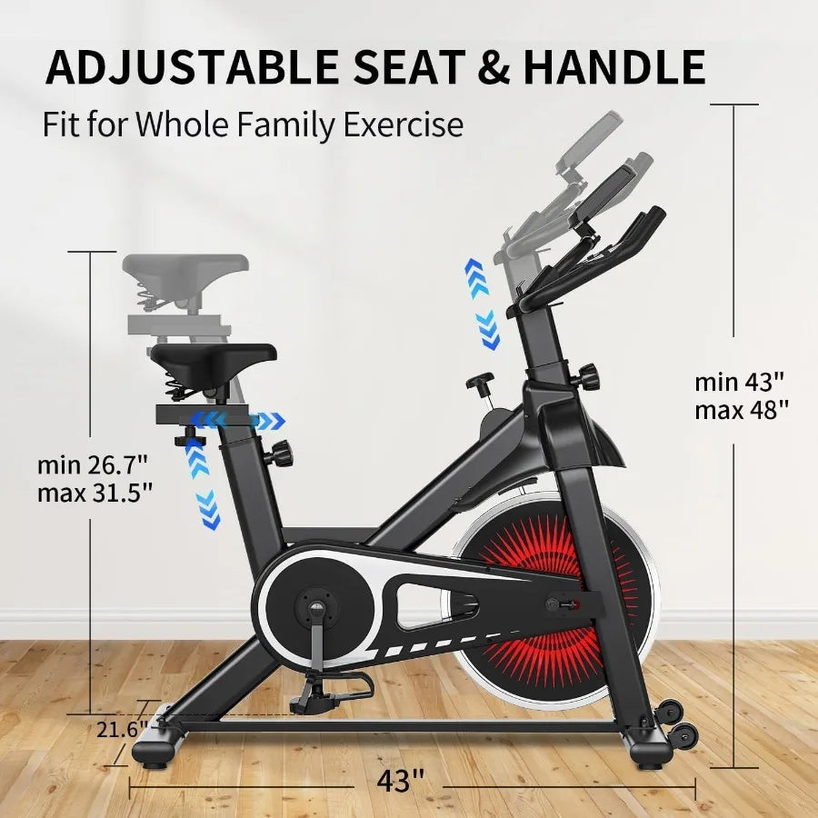 Exercise Bike,Adjustable Resistance Indoor Cycling Bike for Home Exercise - Stationary Bike with Smartphone Holder, LCD Display