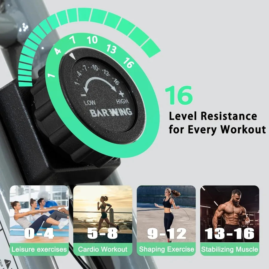 Stationary Exercise Bike for Home Workout 5 IN 1 Foldable Indoor Cycling Bike for Seniors 350LB Capacity 16Level Magnetic Resis