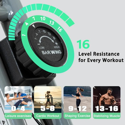 Stationary Exercise Bike for Home Workout 5 IN 1 Foldable Indoor Cycling Bike for Seniors 350LB Capacity 16Level Magnetic Resis