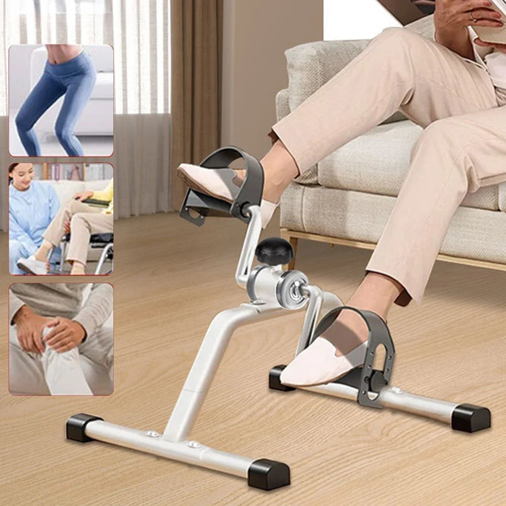 Folding Portable Under Desk Bike with Adjustable Resistance Stationary Exercise Bike Cycle Pedal Exerciser for Home Exercise