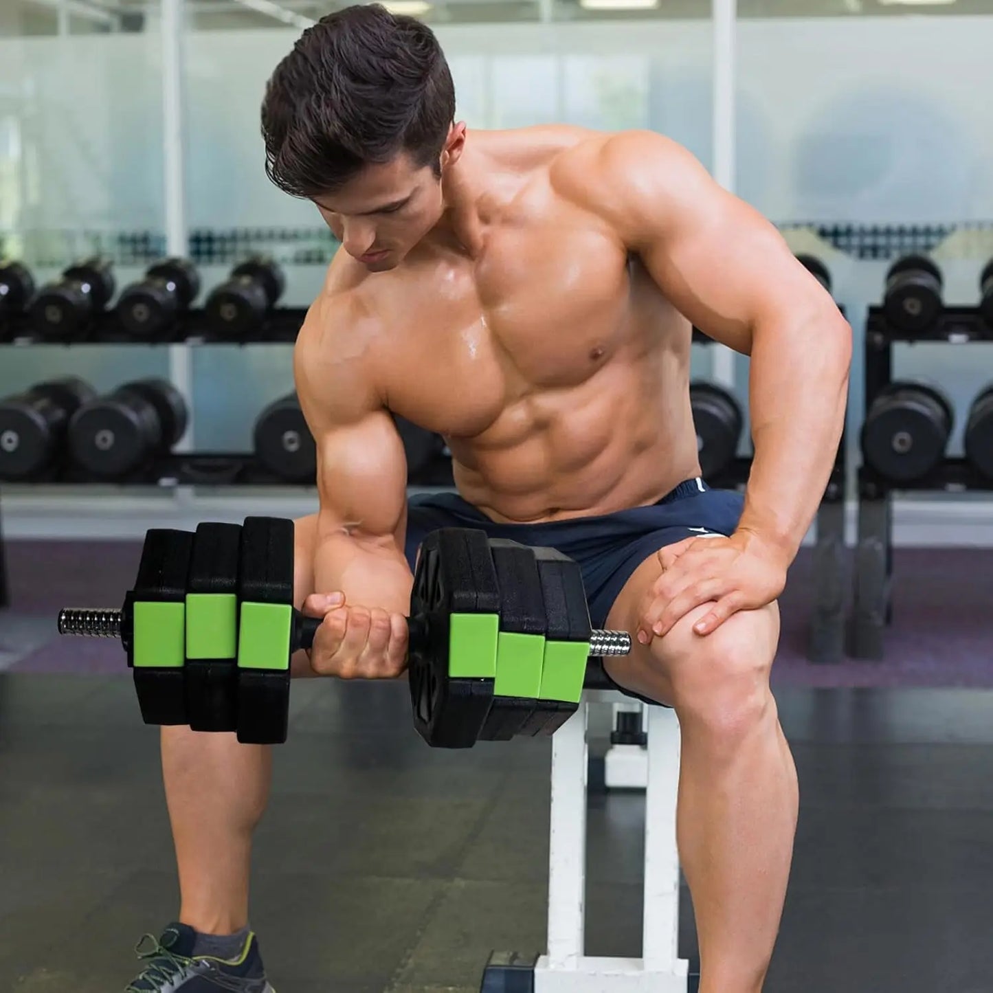 4 in 1 Adjustable Dumbbell Set,44lbs Weight Set with Iron Handle Used as Kettlebell, Barbell, Push up Stand for Home Gym,Octagon